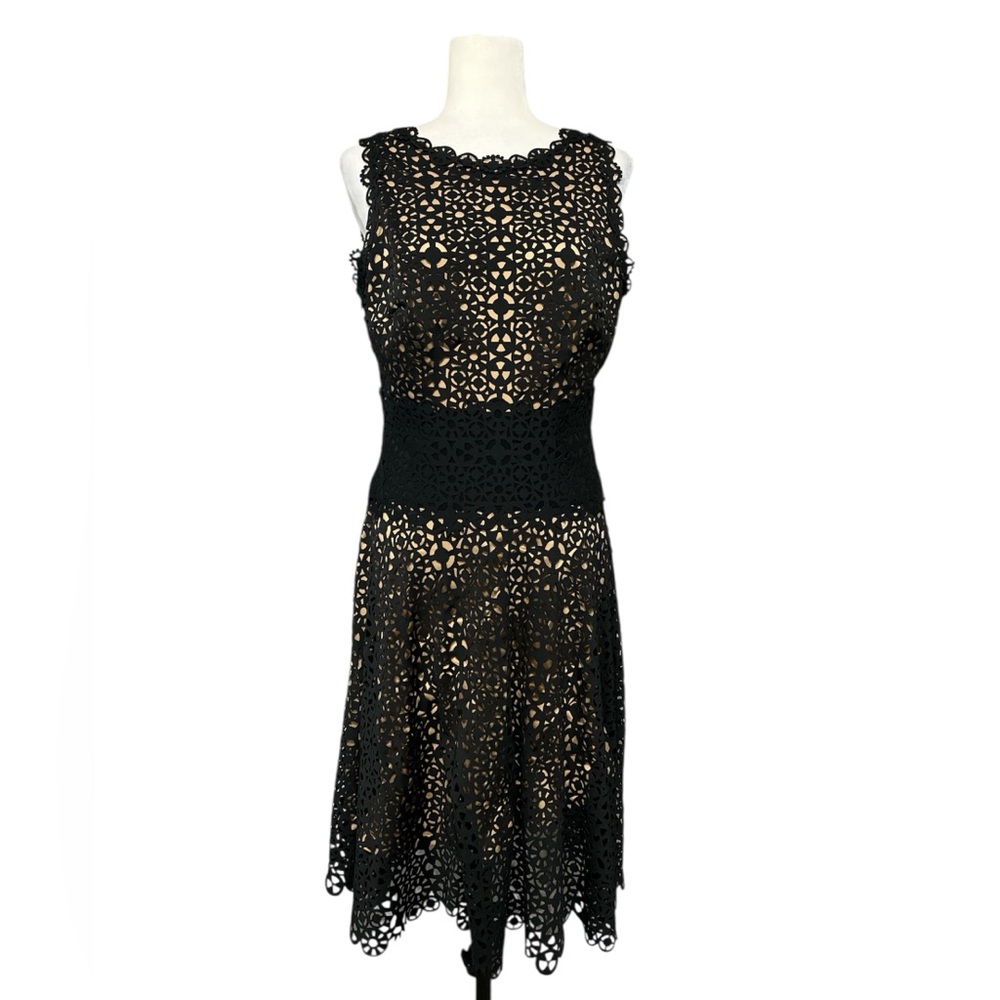 TADASHI SHOJI Lasercut Overlay Sleeveless Dress